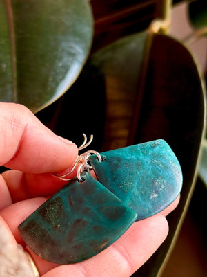 Ruby Rock Emerald fan Earrings - Large on Silver - Simply Stone West Coast